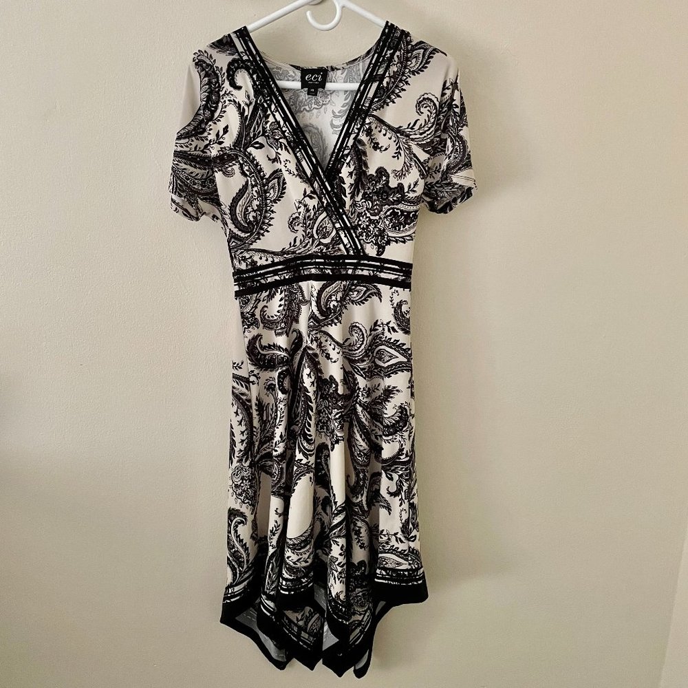 ECI New York Asymmetrical Paisley Print Dress